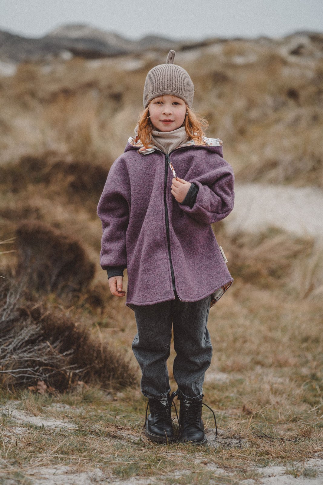 Wollwalkjacke Mauve / Ponyfreunde - Räuberkinder